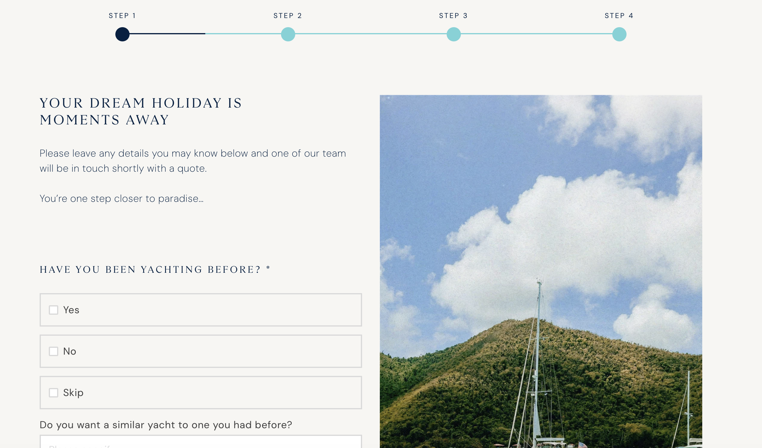Hinde & Kitch enquiry form - streamlined to collect only basic details before a personal follow-up call